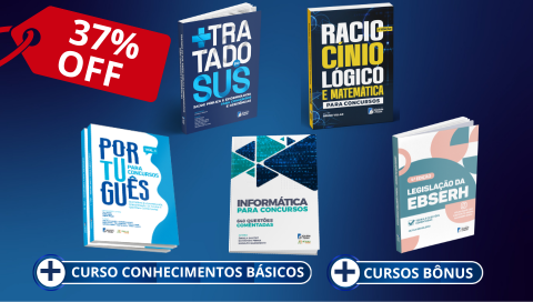 COMBO BÁSICO: Livros Português, Raciocínio Lógico, Tratado do SUS e Informática + EBSERH (Brinde) + Videoaulas Bônus